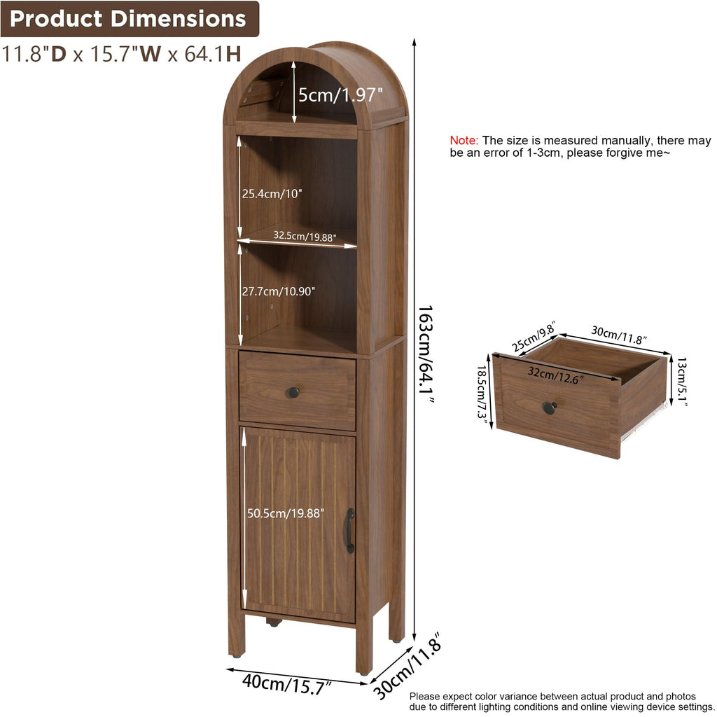 64" Tall Bathroom Storage Cabinet with Adjustable Shelves U4547