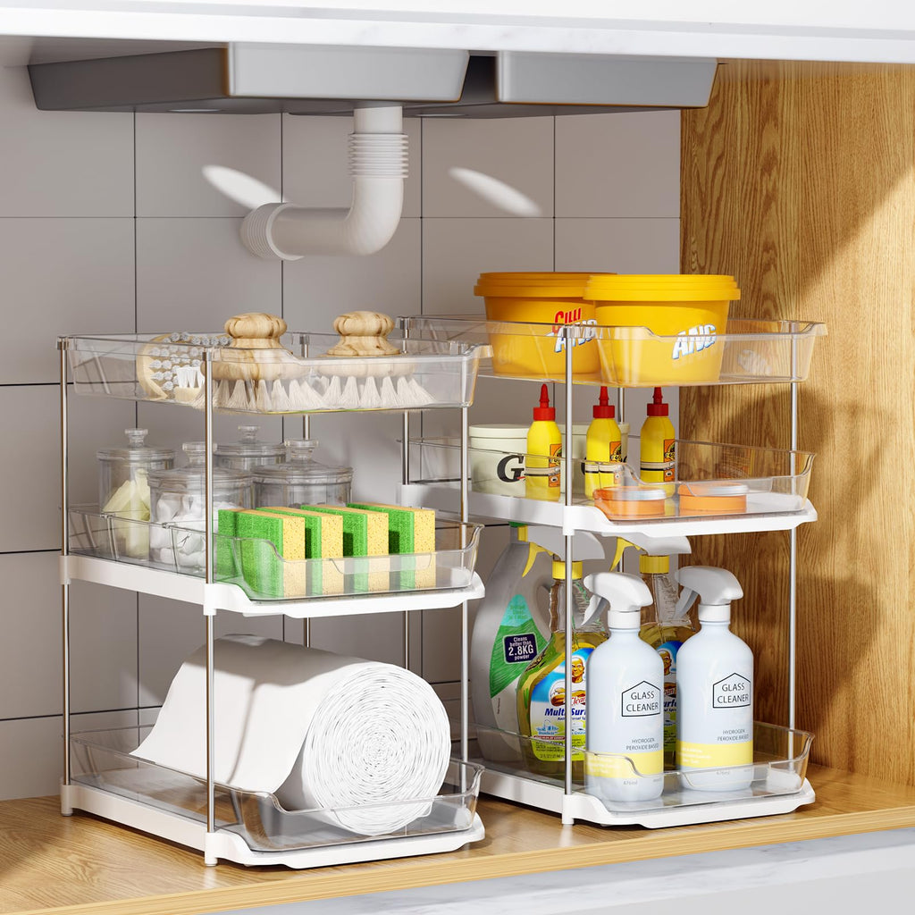 2 Sets of 3-Tier Under Sink Organizers and Storage J7530
