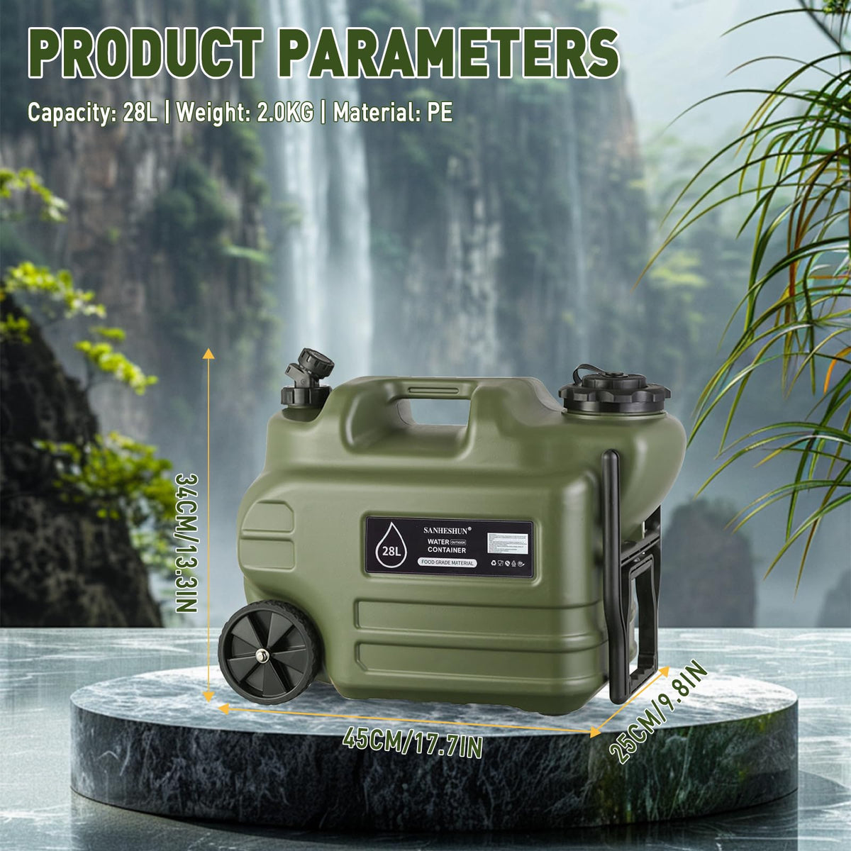 7.4 Gallon Water Jug with Wheels & Handle H7842