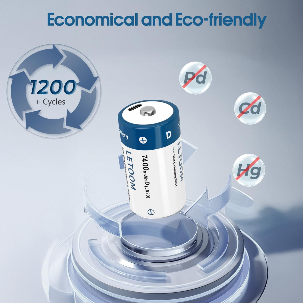 D Size Rechargeable Lithium Batteries 1.5V 6 Pack U677