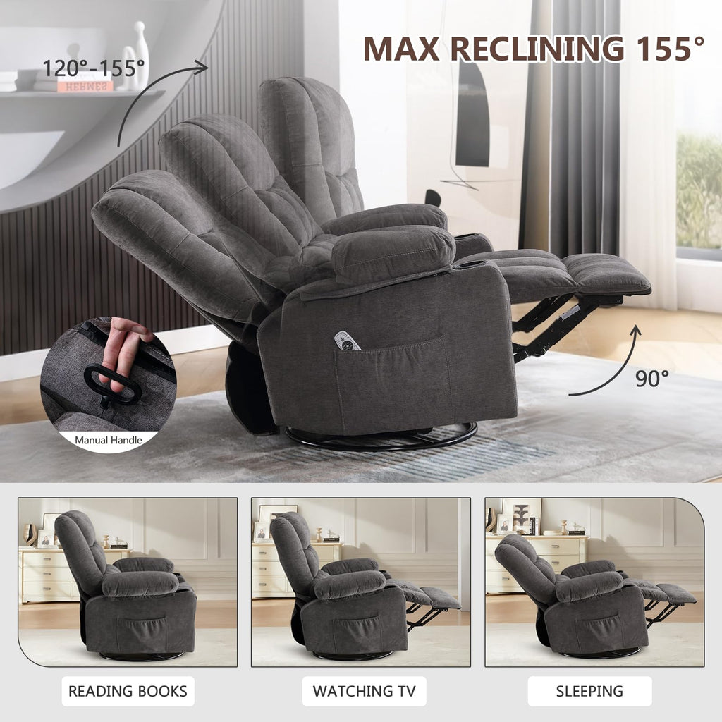 Swivel Rocker Recliner Chair with Massage and Heat M78247