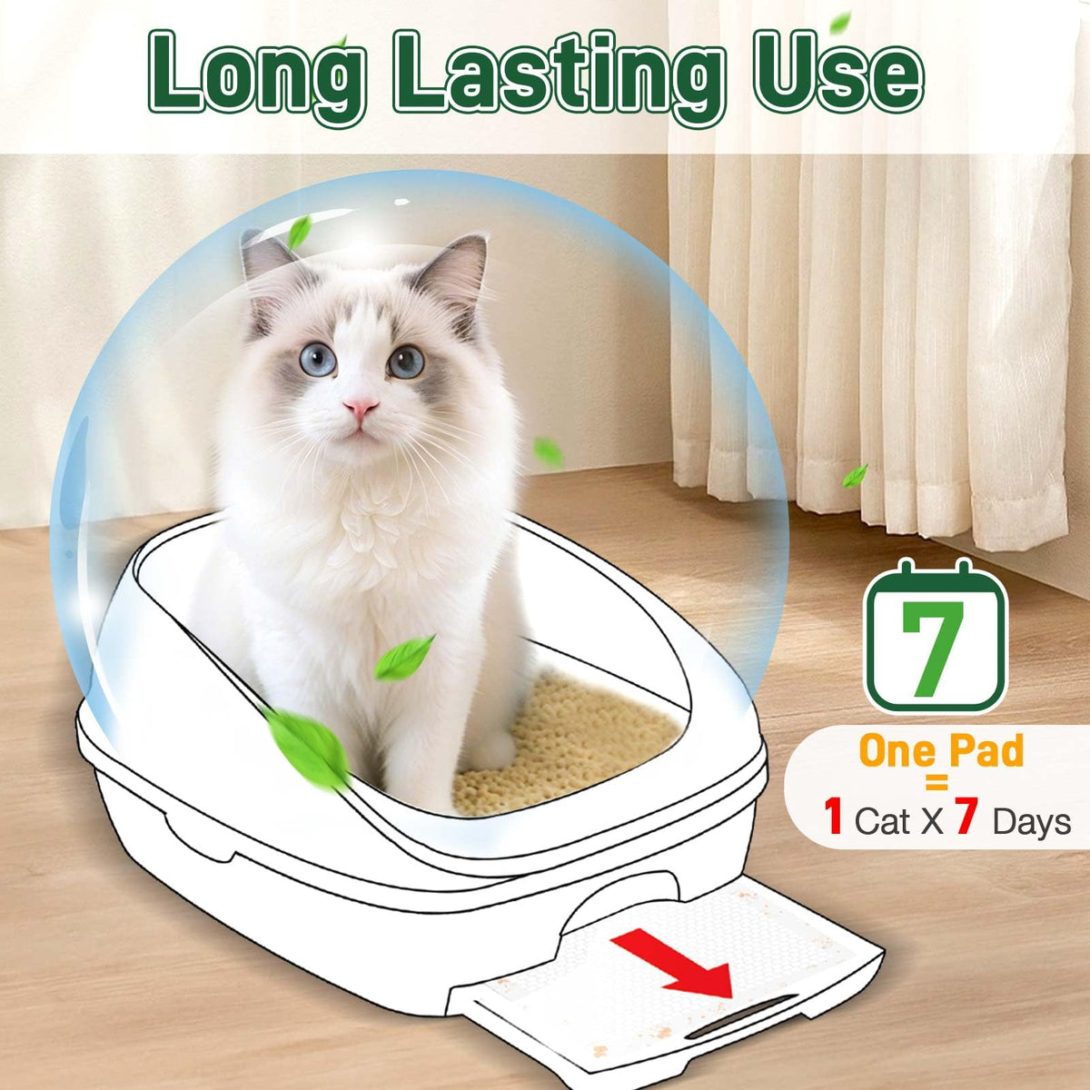 Super Absorbent Unscented Cat Litter Pads 70ct E290