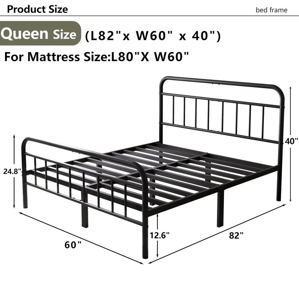 Queen Size Metal Bed Frame with Storage Space X580