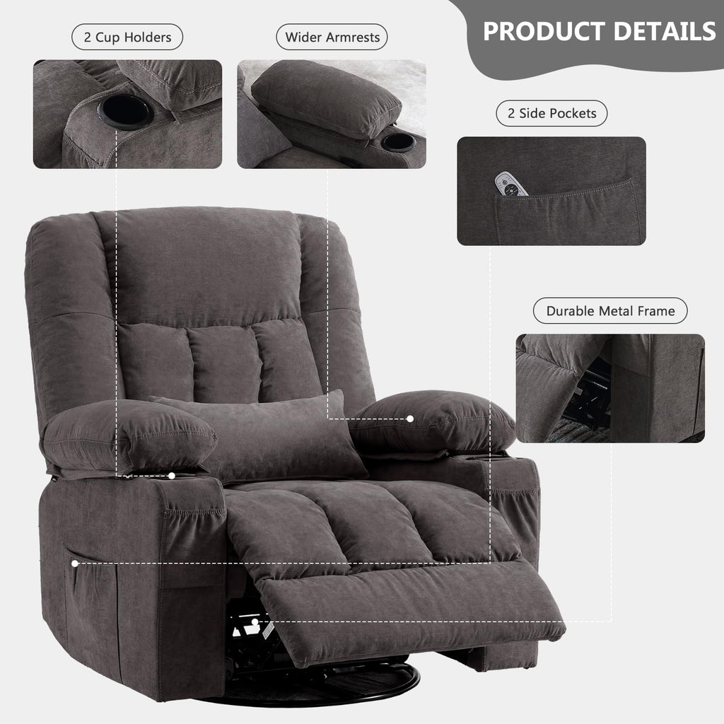 Swivel Rocker Recliner Chair with Massage and Heat M78247