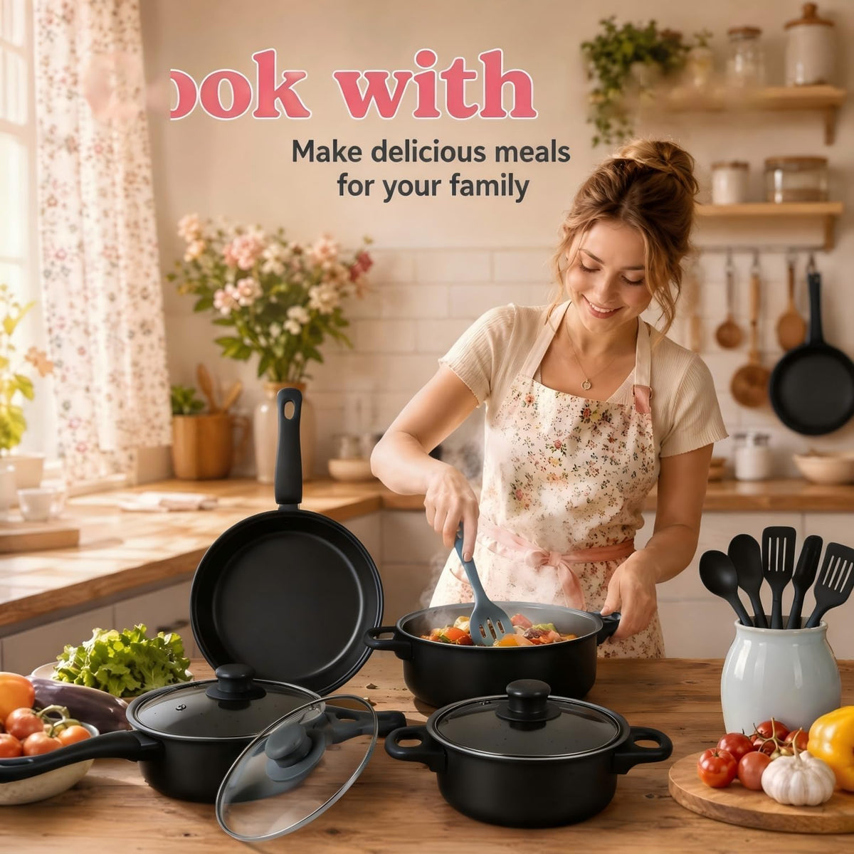 12 Piece Non Stick Maifan Stone Cookware Set Z475
