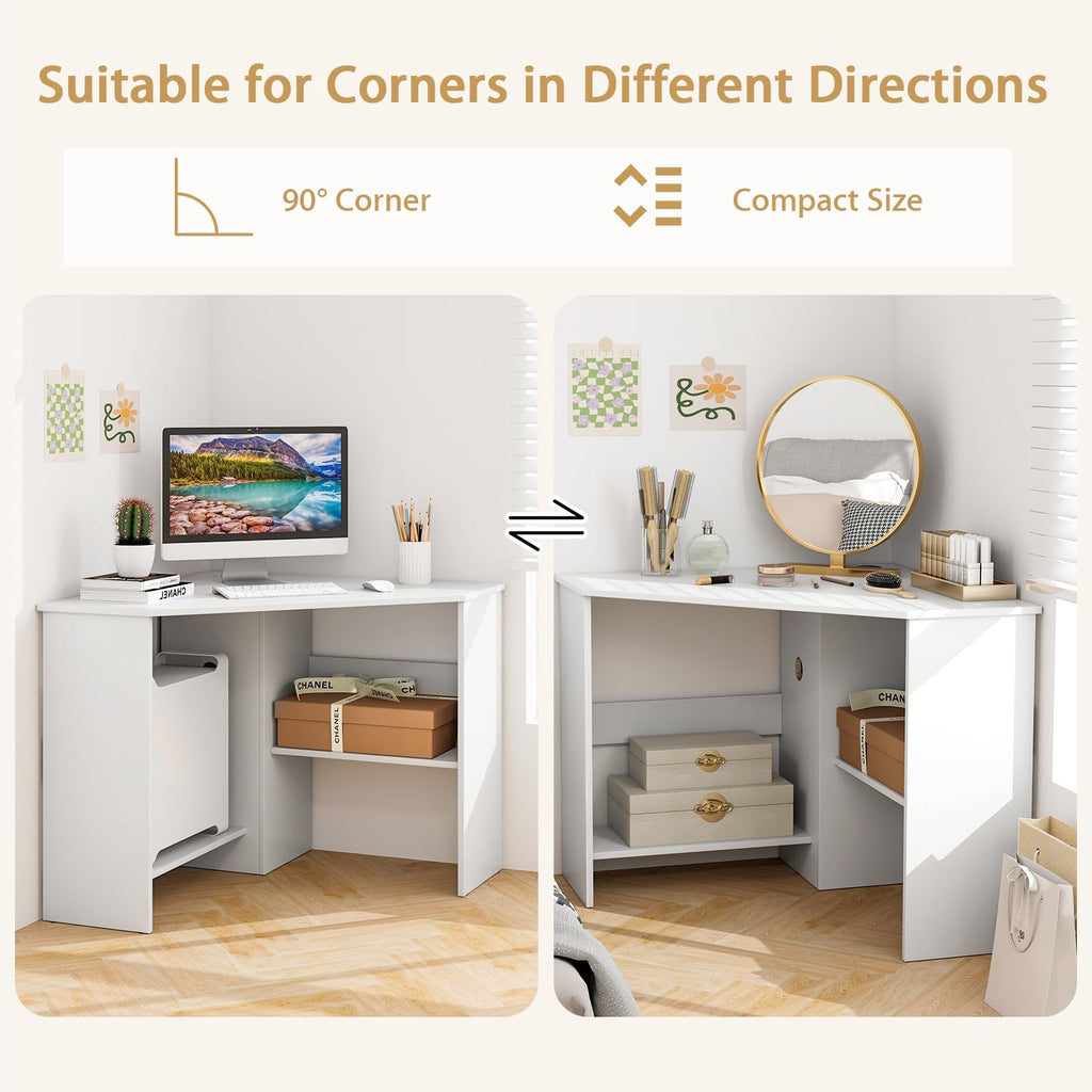 White Compact Corner Desk I982
