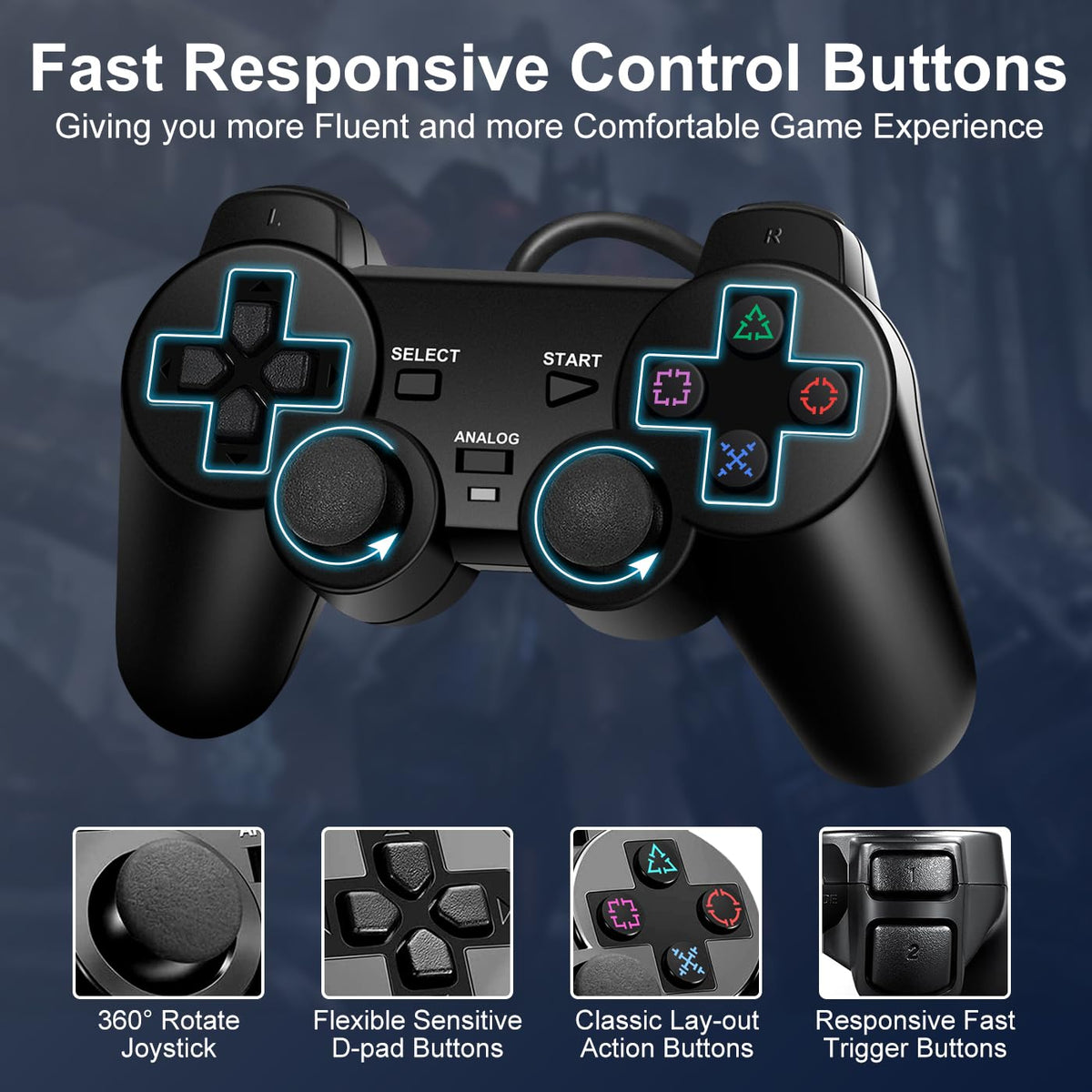 2 Pack Wired Controller F909