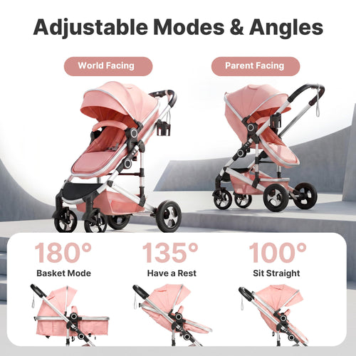 2-in-1 Foldable Stroller with Reversible Seat, Pink M747199