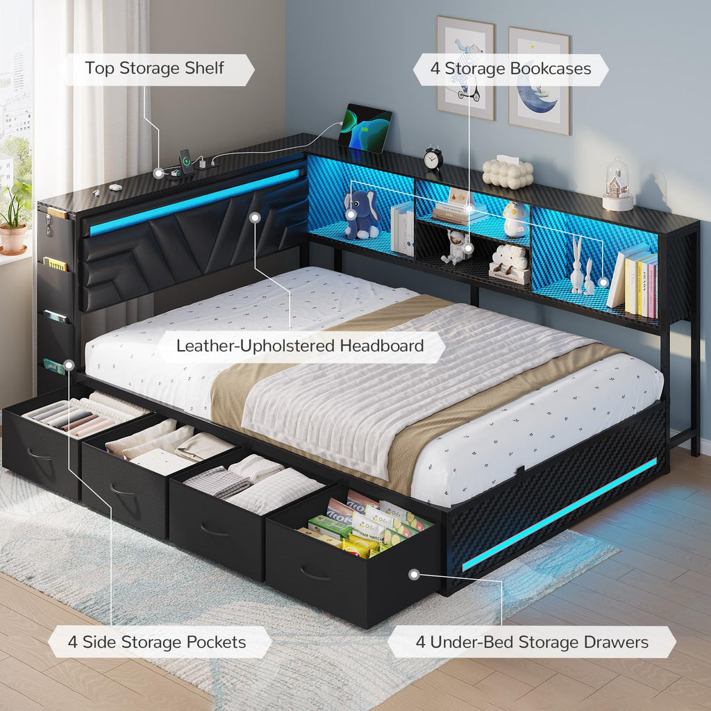 Full Corner Bed with Drawers X601398
