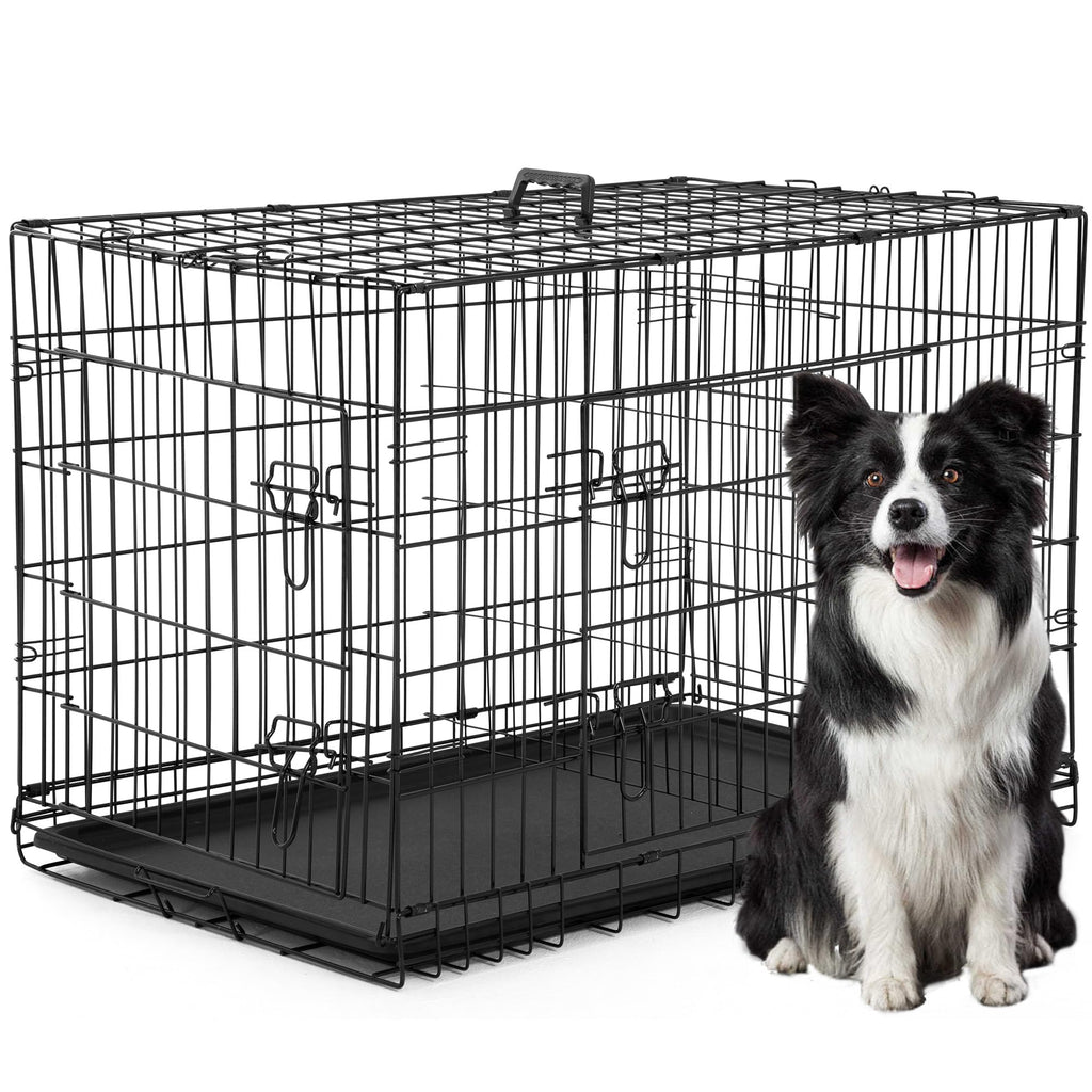 42 inch Folding Metal Wire Dog Crate with Double Door A83543
