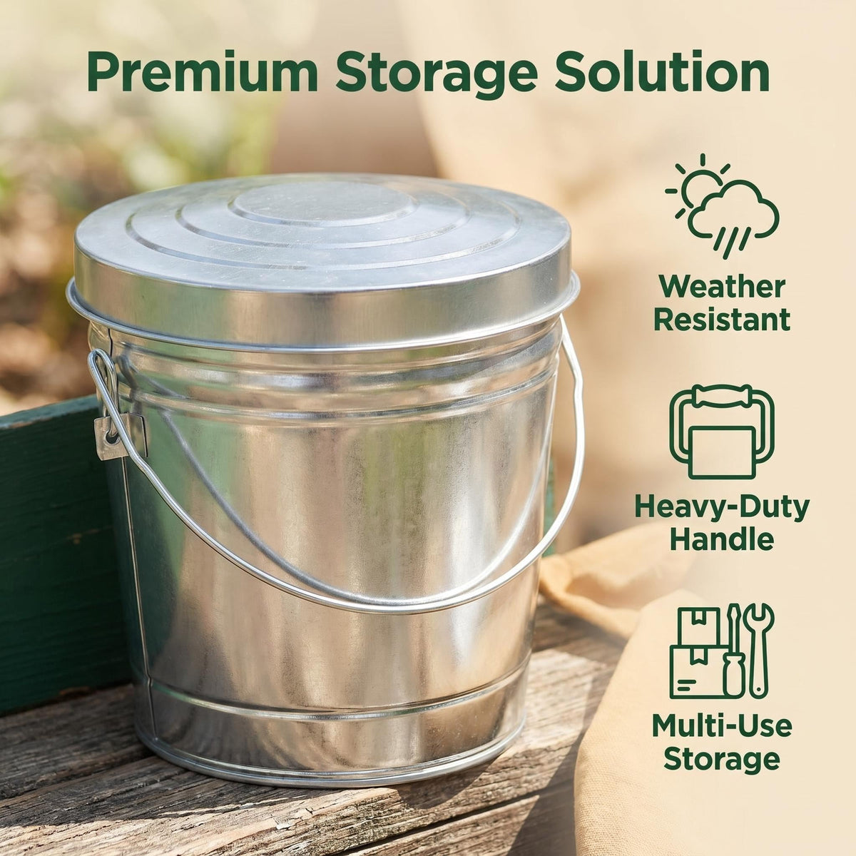 6 Gallon Galvanized Steel Bucket with Wire Bail Handle K69621