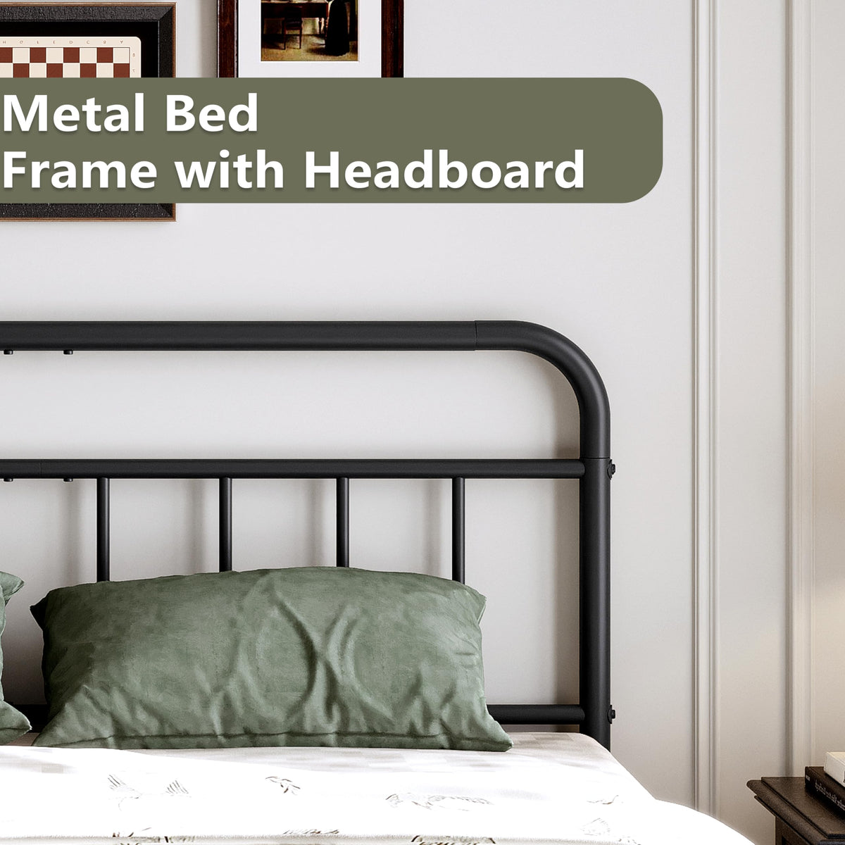 Queen Size Metal Bed Frame with Storage Space X580