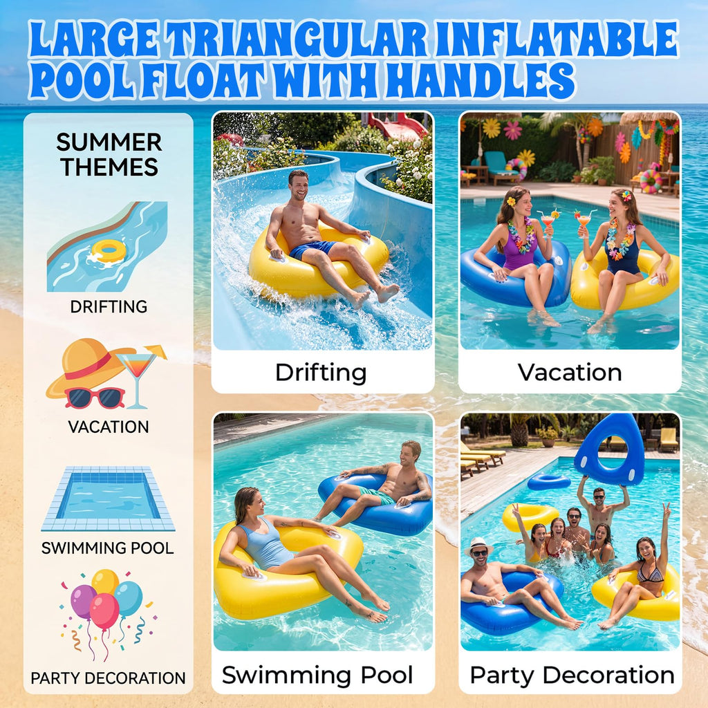 44" Large Triangular Inflatable Pool Float Tube G40779