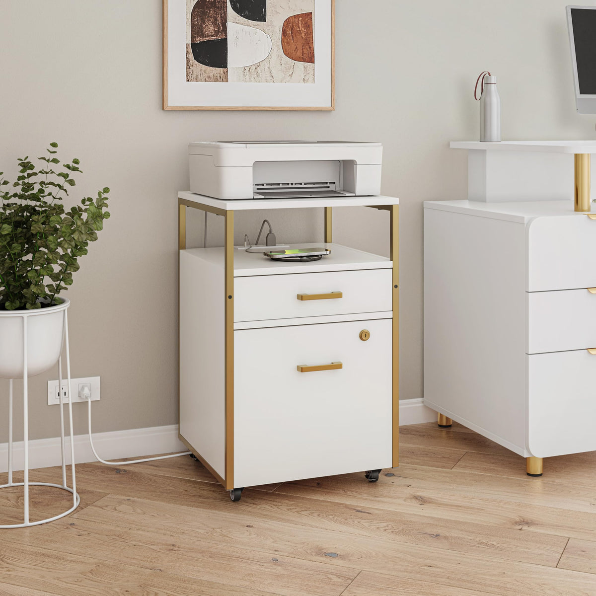2 Drawer Rolling File Cabinet with Lock Z980
