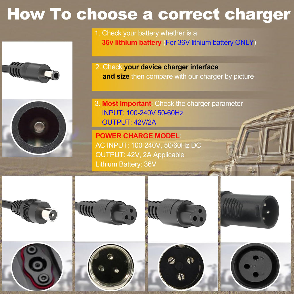 42V 2A Scooter Charger with 5 Types of Connectors S229724