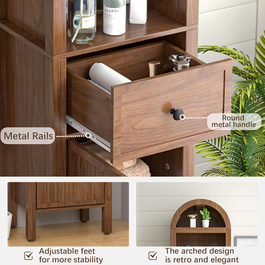 64" Tall Bathroom Storage Cabinet with Adjustable Shelves U4547