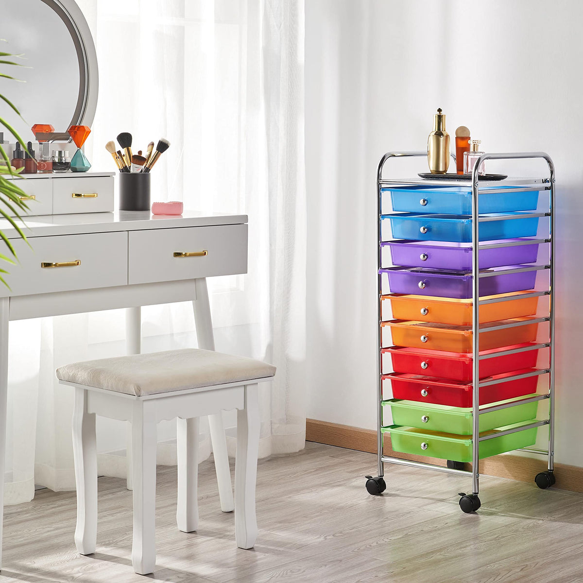 10 Drawer Rolling Storage Cart with Wheels B6278