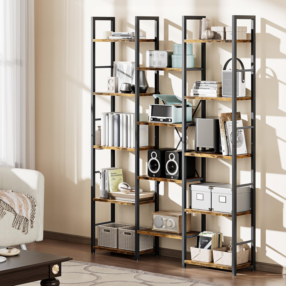 5 Tier Rustic Wood & Metal Bookshelf Z85137