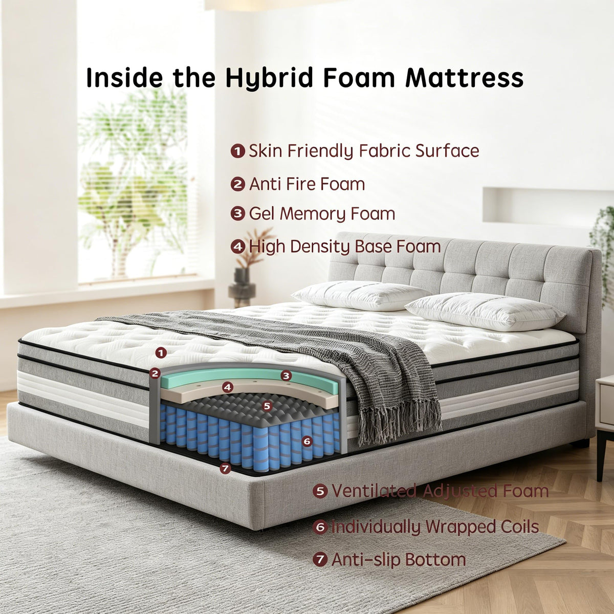10 Inch Cooling Hybrid Full Mattress T58297