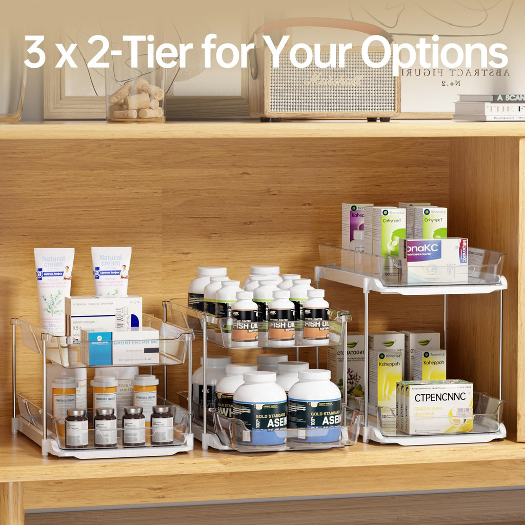 2 Sets of 3-Tier Under Sink Organizers and Storage J7530