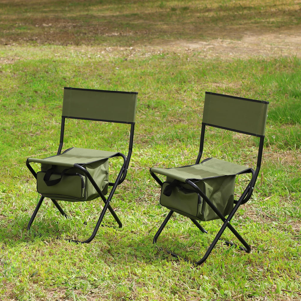 Folding Camping Chair with Storage Bag, 2 Pack, Green U6955