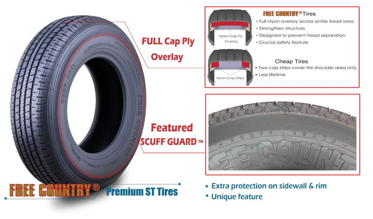 Trailer Tire Wheel ST205/75R15 8-Ply Silver Mod Rim A5891