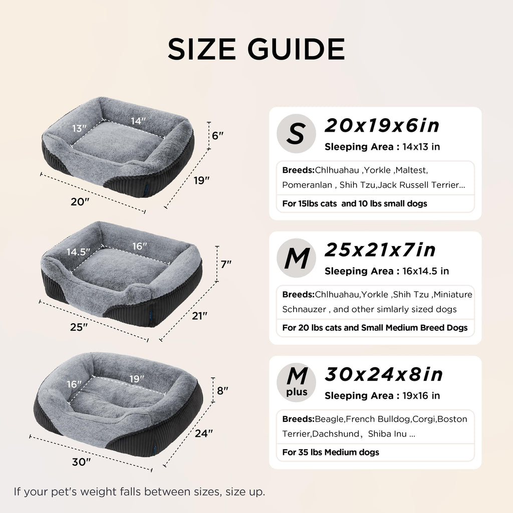 Washable Dog Bed Small Medium Size 25x21x7in D582