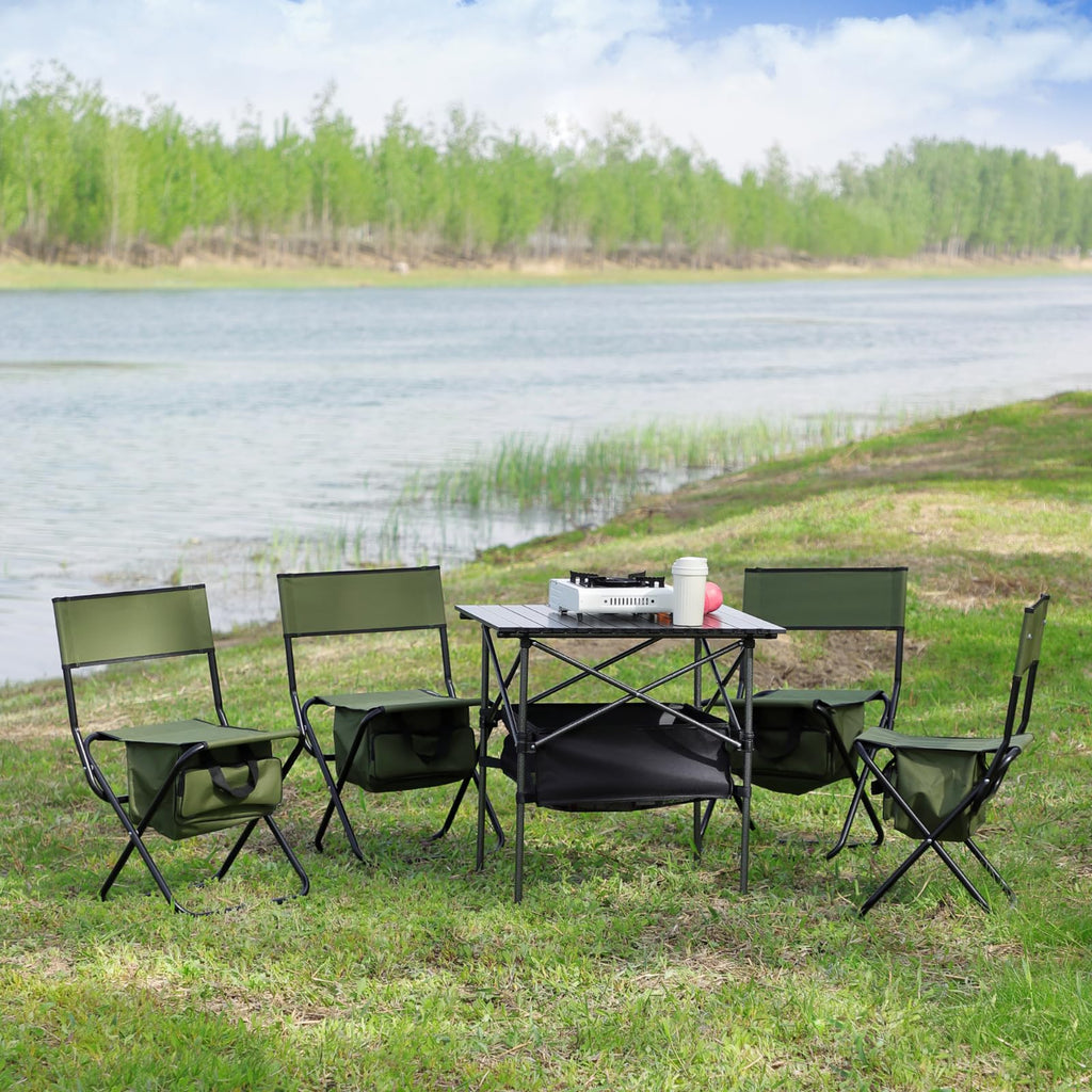 Folding Camping Chair with Storage Bag, 2 Pack, Green U6955