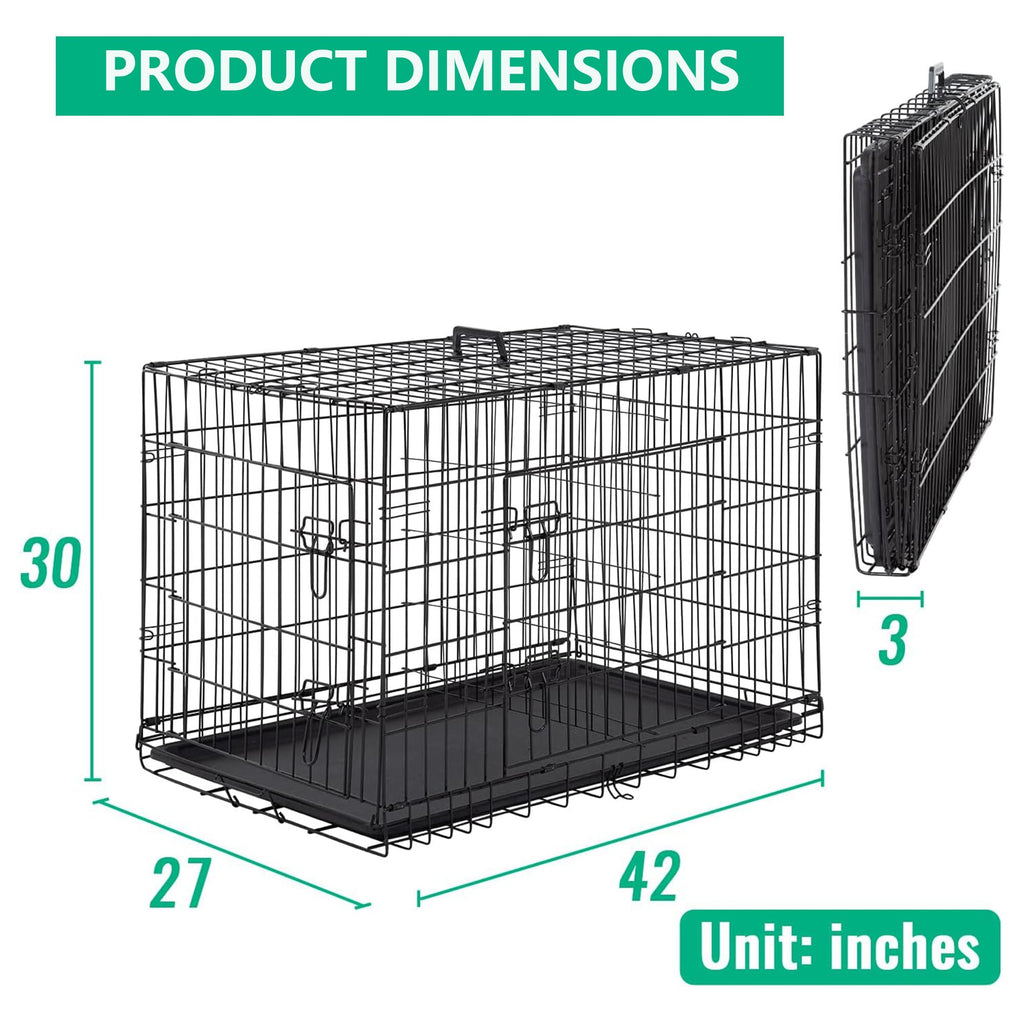 42 inch Folding Metal Wire Dog Crate with Double Door A83543