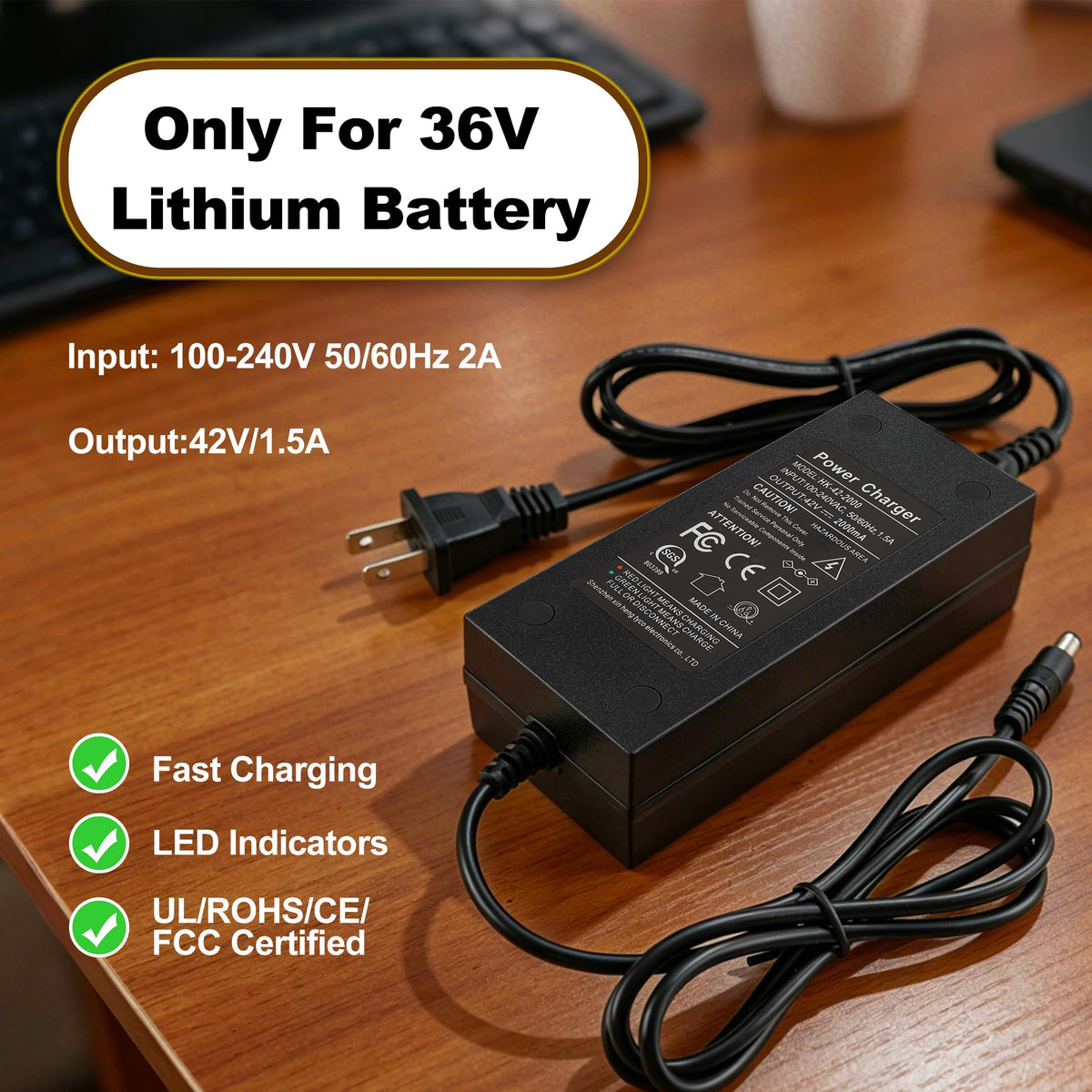 42V 2A Scooter Charger with 5 Types of Connectors S229724