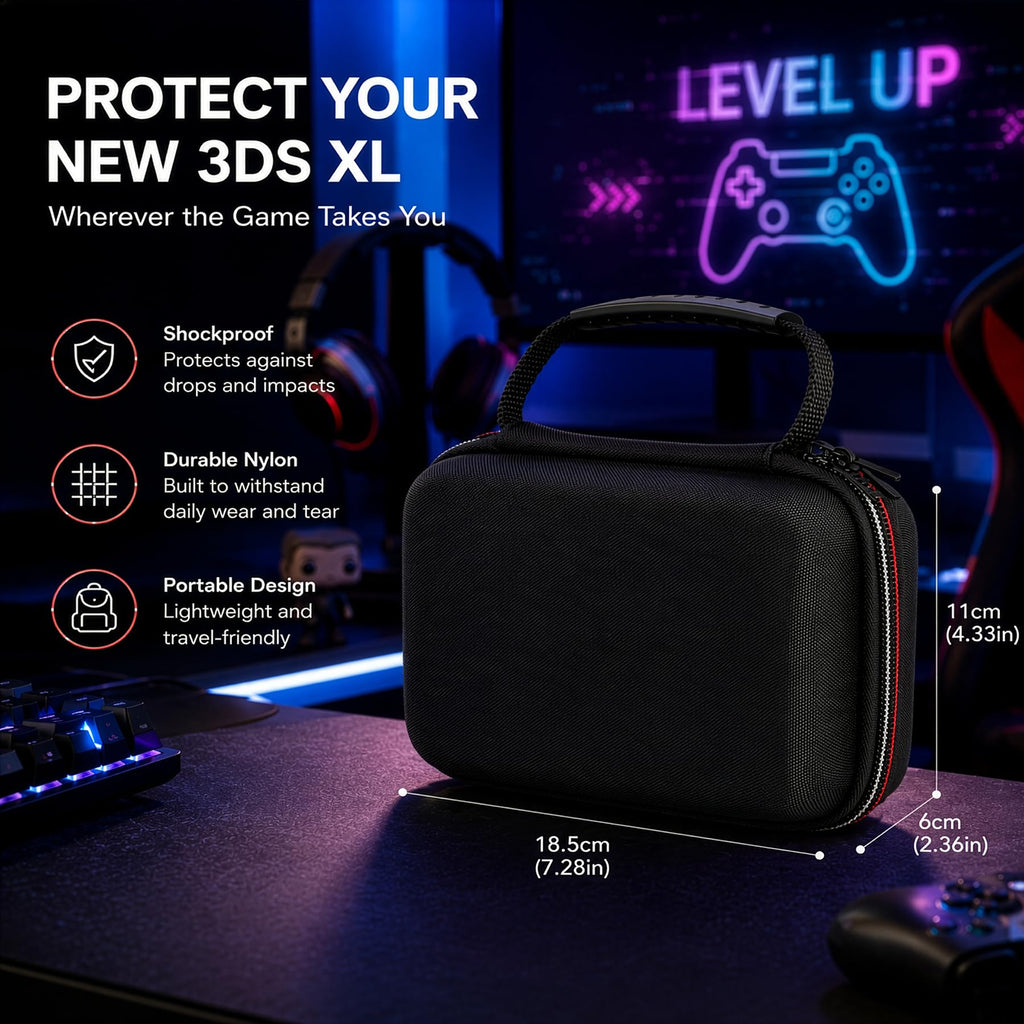 Carrying Case for New 3DS XL LL with Hard Shell and Charging Cable B718
