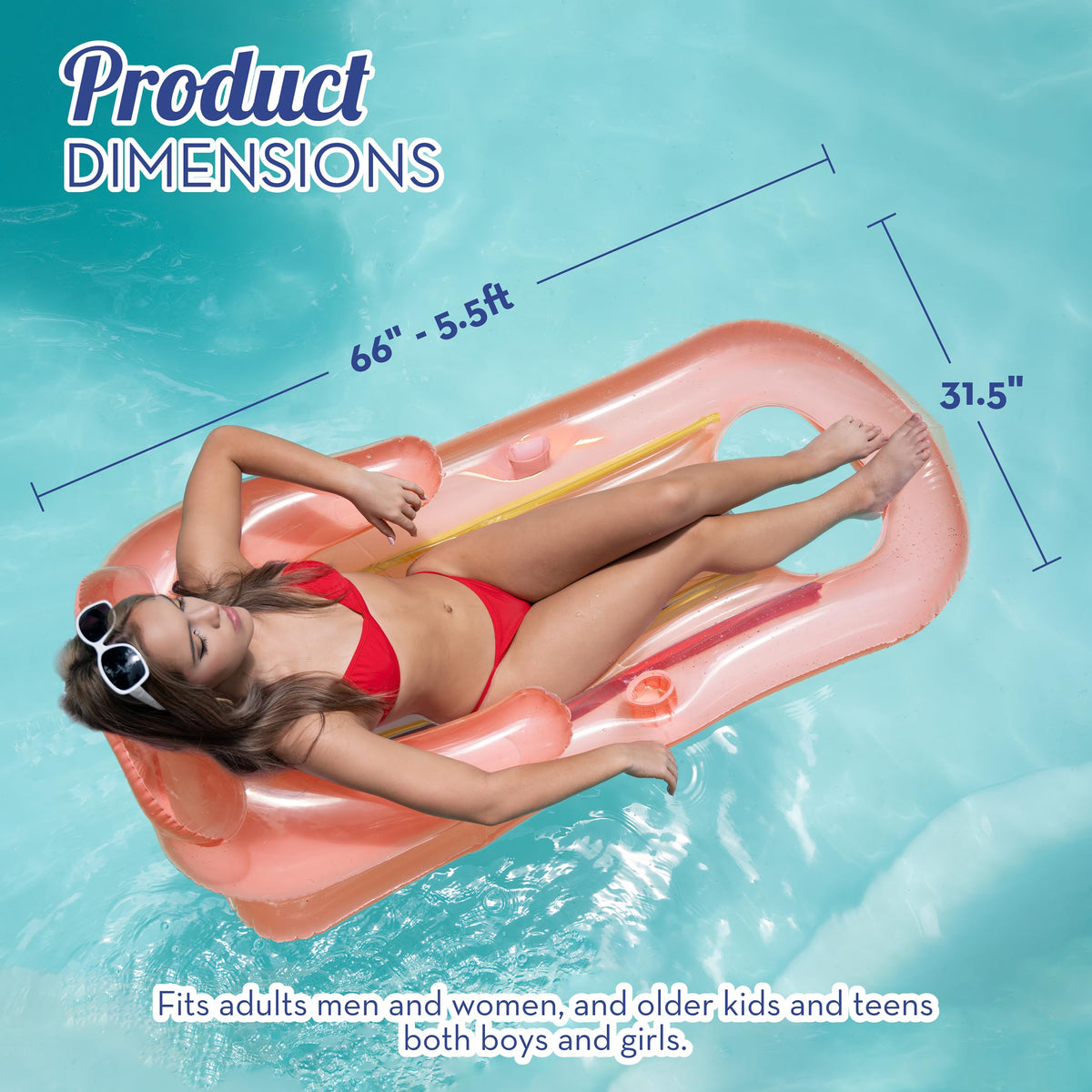 Adult Size Pool Floats Lounger with Cup Holder 2 Pack K7523