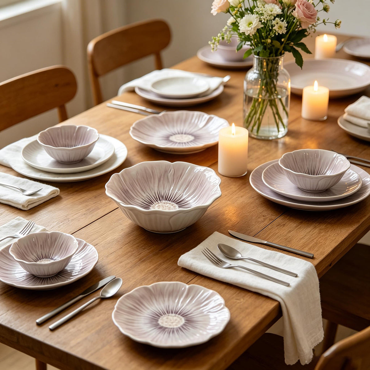 Ceramic Dinnerware Set of 12, Plates and Bowls Set for 4 U948333