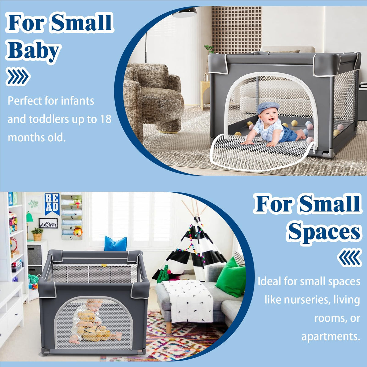 Small Playpen for Babies and Toddlers, 36"x36" Mesh F396048