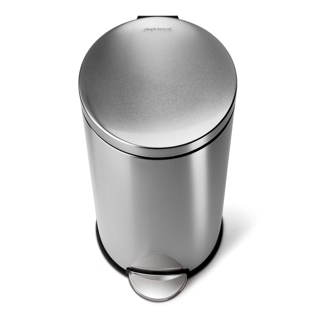 30L Brushed Stainless Steel Round Step Trash Can M36313