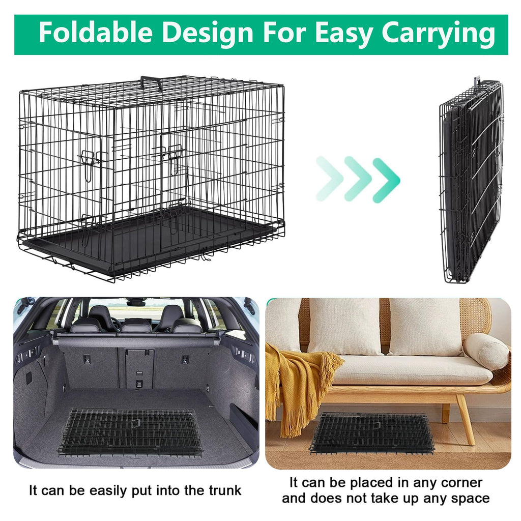 42 inch Folding Metal Wire Dog Crate with Double Door A83543