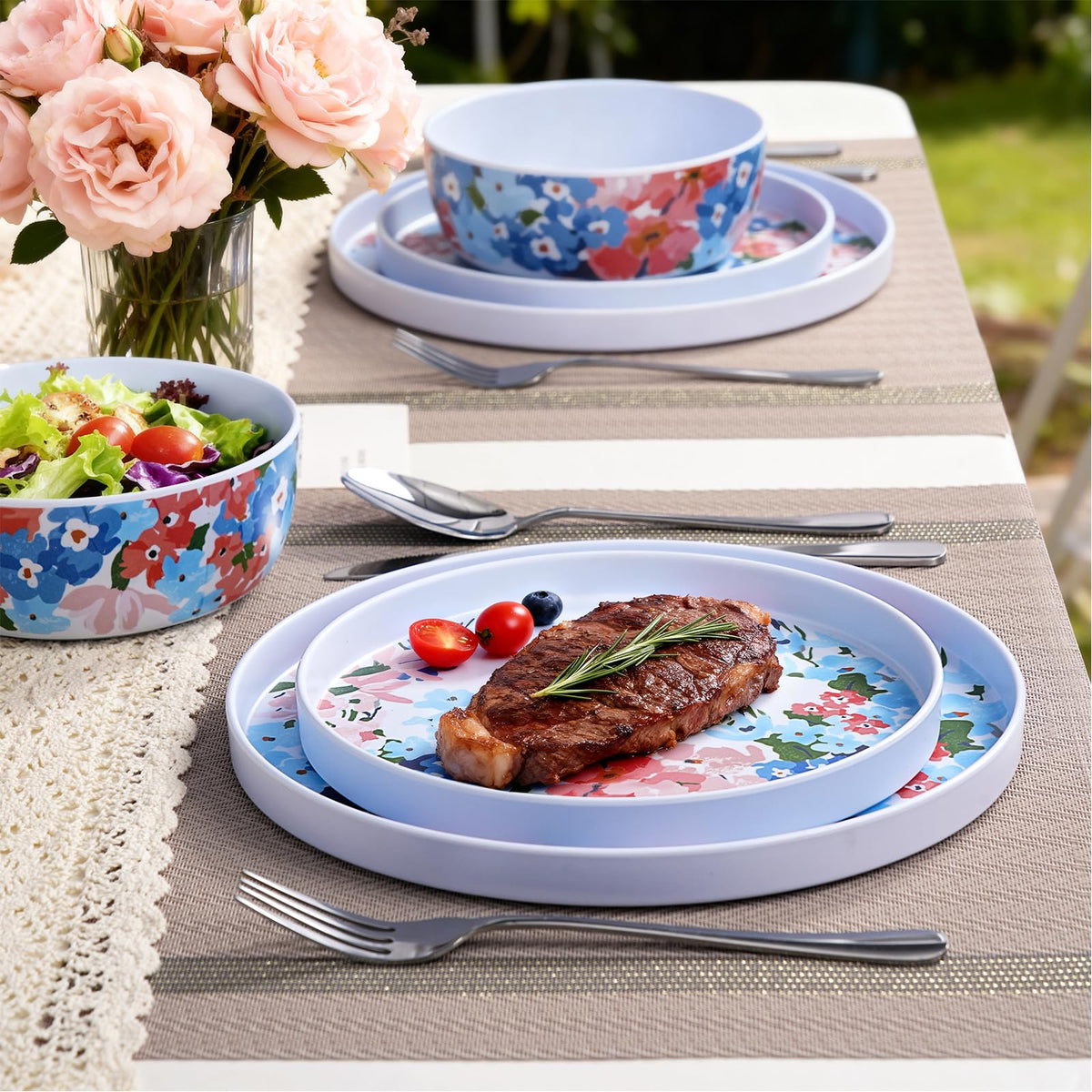 12 Pcs Melamine Dinnerware Set for 4 T89365