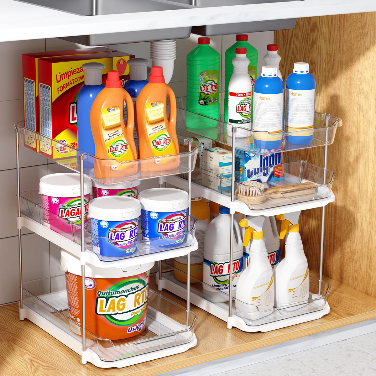 2 Sets of 3-Tier Under Sink Organizers and Storage J7530