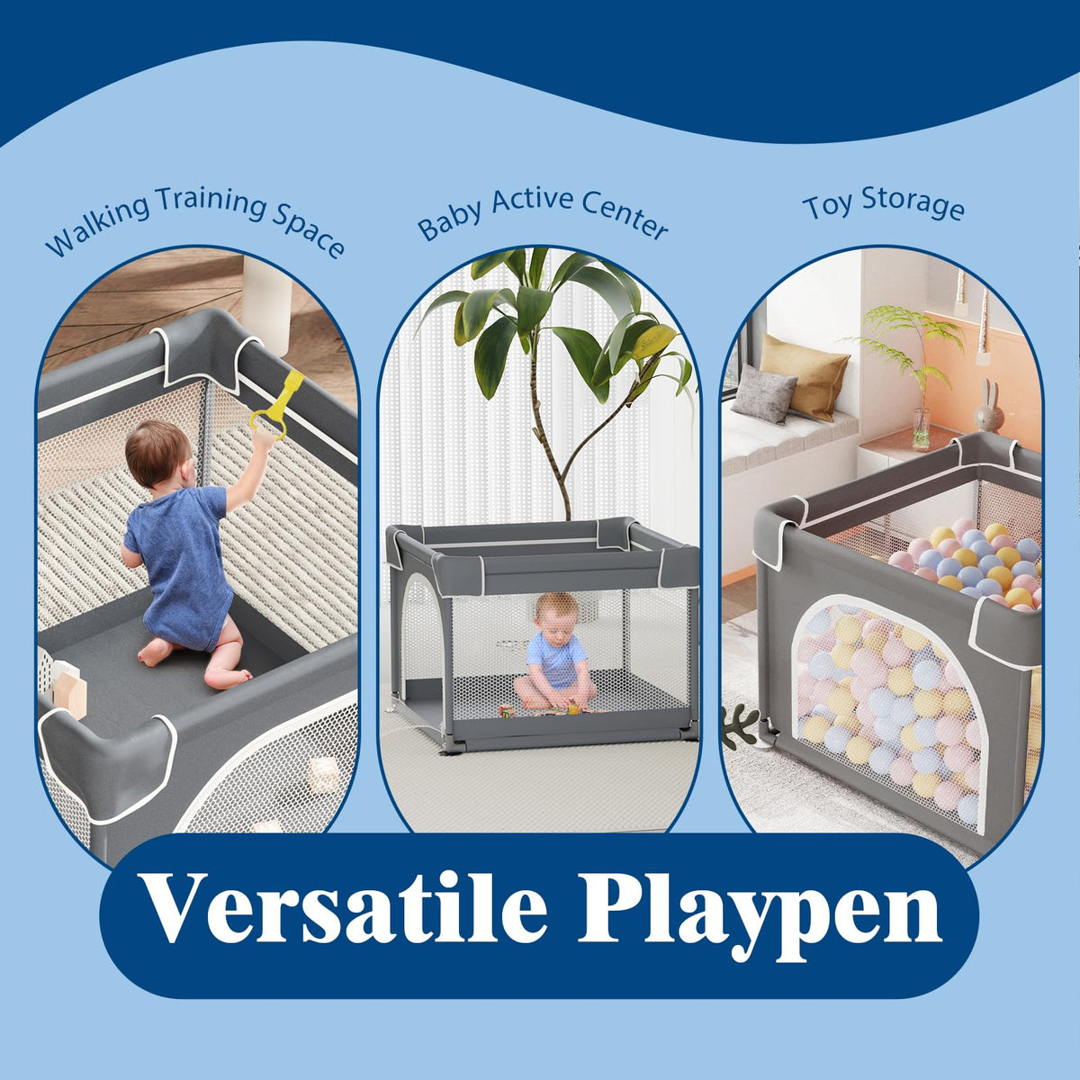 Small Playpen for Babies and Toddlers, 36"x36" Mesh F396048