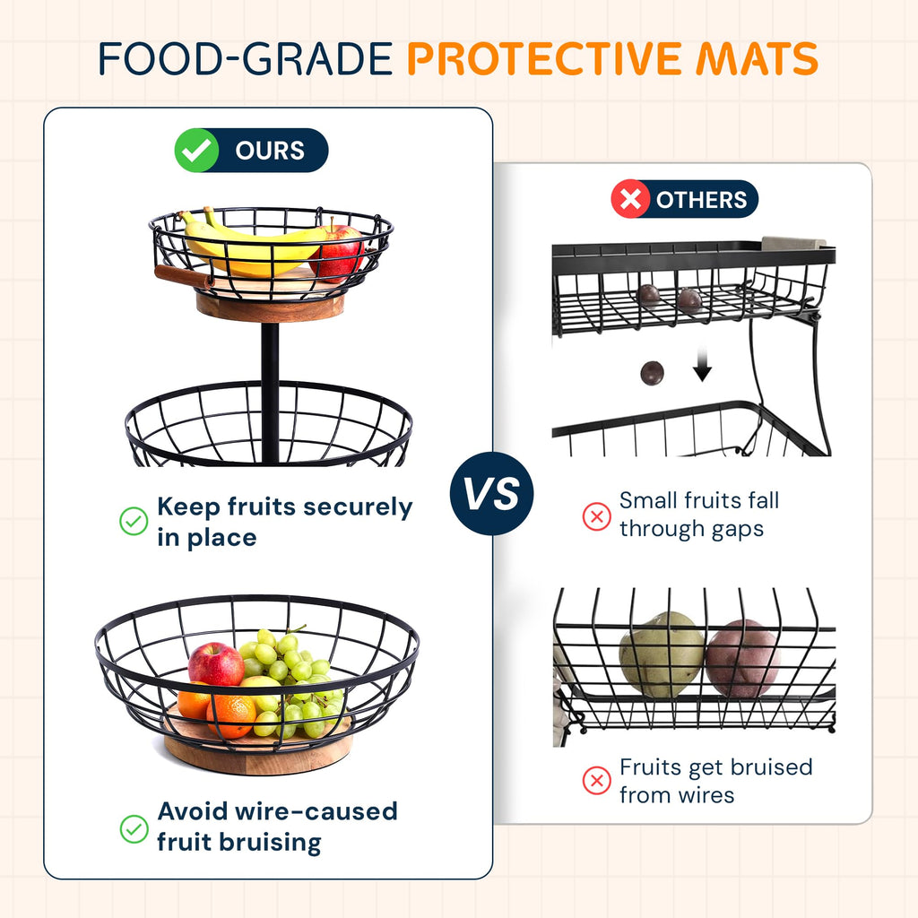 2 Tier Metal Fruit Basket with Banana Hanger U34834