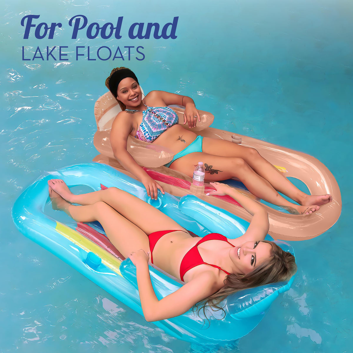 Adult Size Pool Floats Lounger with Cup Holder 2 Pack K7523