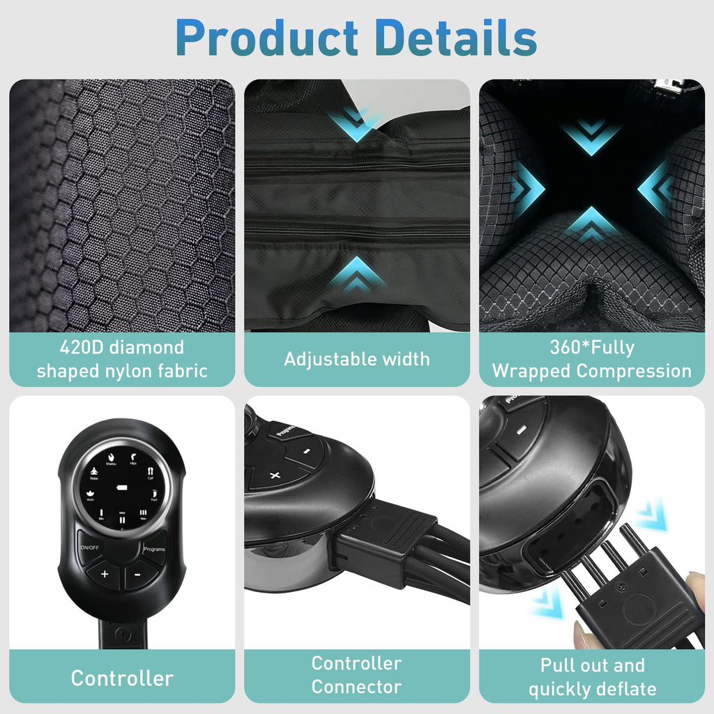 Air Compression Leg Massager with 6 Modes 3 Pressure Levels U78204