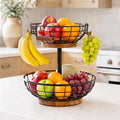 2 Tier Metal Fruit Basket with Banana Hanger U34834