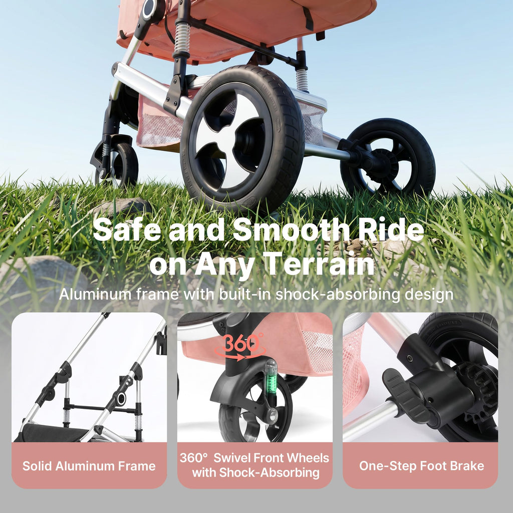 2-in-1 Foldable Stroller with Reversible Seat, Pink M747199
