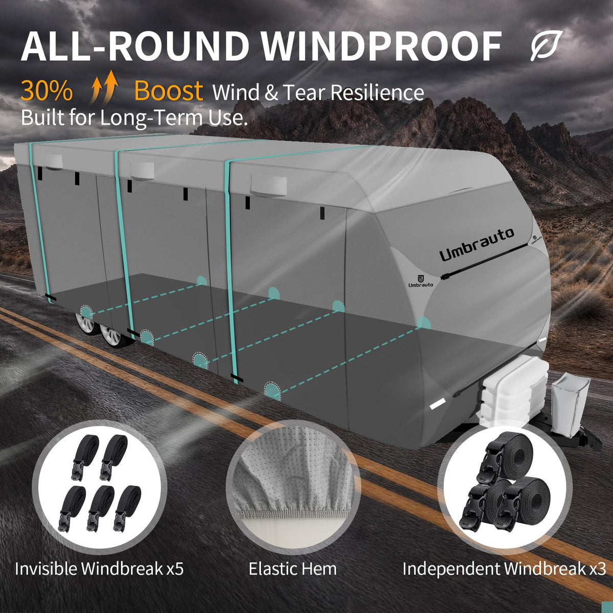 Lightweight Waterproof RV Cover Fits 24-27ft Travel Trailer R8873