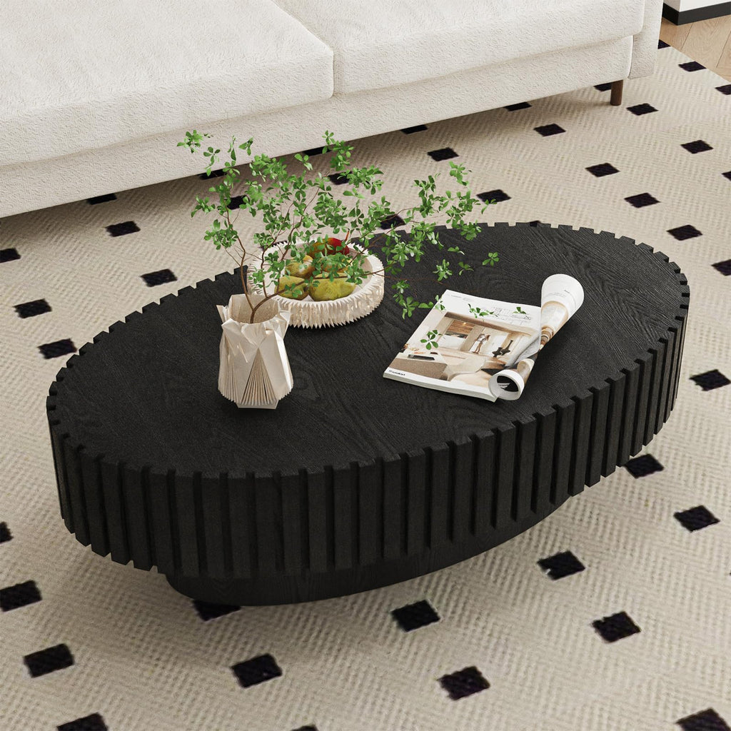 Black Modern Wood Oval Coffee Table G964