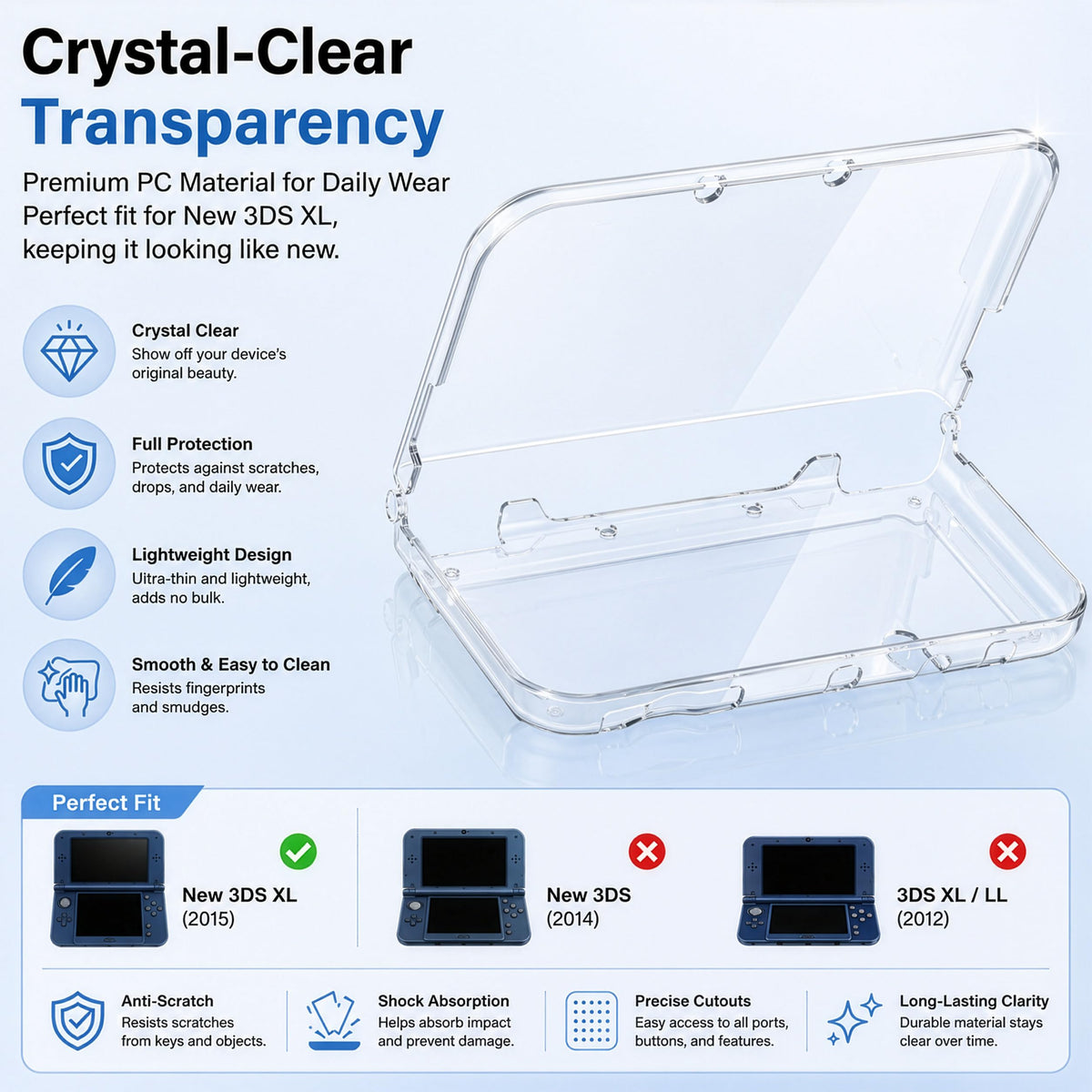 Carrying Case for New 3DS XL LL with Hard Shell and Charging Cable B718
