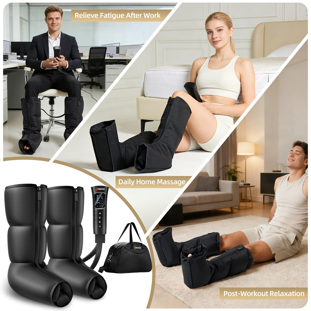 Leg Compression Massager with Heat, Foot & Calf Massager Boots W212563