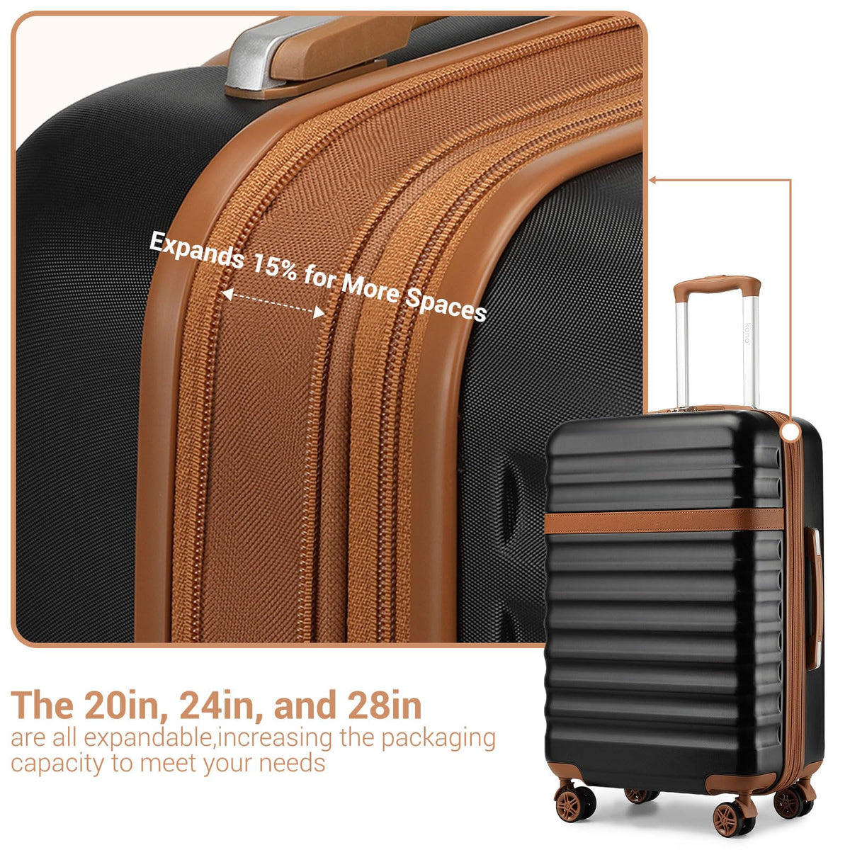 Black 20in Expandable Hardshell Carry-On V987
