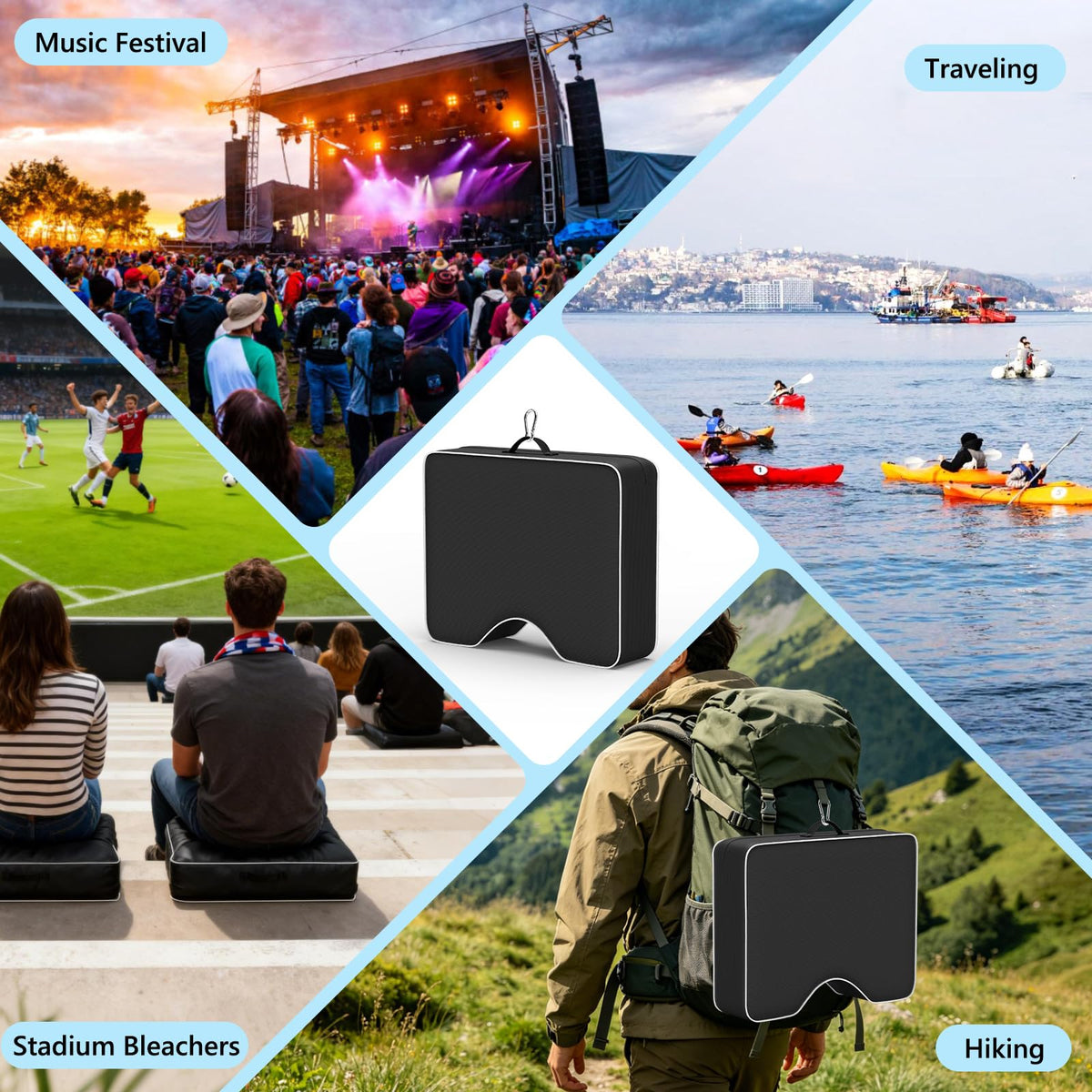 Waterproof Extra Thick 3.5" Portable Stadium Seat Cushions Y751308